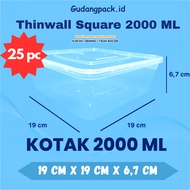 Thinwall Square 2000ML 25pc / Thinwal Square Plastic Food Container 25pc