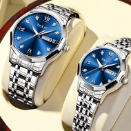 TAXAU Jam Tangan Sweet Couple Besi Original Waterproof Fashion Luxury Prismatic Dial Steel Jam Watch Date Luminous Wrist Quartz Classic Brand Watch