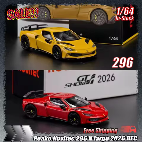In-Stock Peako 1:64 Scale Novitec 296 N Largo Yellow Sports Car Diecast Alloy Car Model For Vehicle 