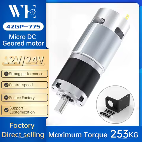 42GP-775 Metal Planetary Geared DC Geared Motor DC: 12V~24V/1600RPM~8RPM High Torque and Forward/Rev