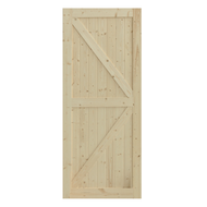 ประตูไม้สน บานทึบทำร่อง PW-SK09G 80x200ซม. GREAT WOOD