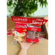 Cafe Pho hot milk coffee offers a super pretty thick glass cup