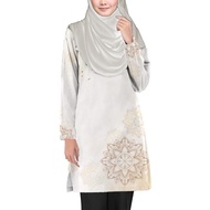 Baju Muslimah Putih plus Size Tshirt Muslimah Jersey Baju Raya 2024 Baju Kurung Ramadhan Muslim Jubah Top Ramadan Long-Sleeved Muslim Suit Pakaian Tradisional Girls Baju Raya