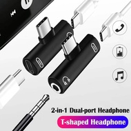T-shaped 2 in 1 Type C to 3.5mm Audio Jack + Type C Charging Jack Splitter Converter adapter Huawei 