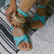 Summer Leather Sandals, Turquoise Sandals, Women Sandals, Summer Shoes