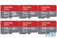 SanDisk A1 Ultra 128G 64G 32G 16G micro SD C10 140MBs 記憶卡