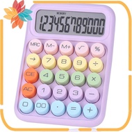 Mechanical Pushbutton Calculator, 12 Digit LCD Display, Big Buttons Easy to Press, Colorful Candy Ca