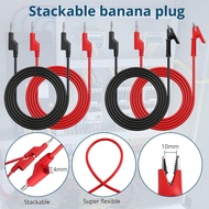 8Piece Multimeter Test Leads Set 4mm Stackable Silicone Banana Plug to Alligator Clip,Back Probe,Wir