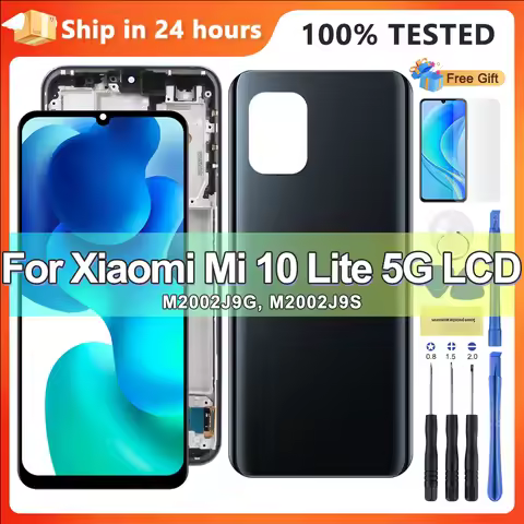 Super AMOLED For Xiaomi Mi 10 Lite 5G LCD Display Touch Screen Digitizer Assembly with Frame for Mi 