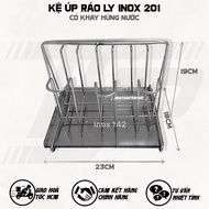 201 Stainless Steel Cup Rack - Stainless Steel Cup Tray with Drain Tray Stainless Steel Cup Holder