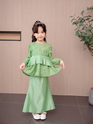 Baju Kurung Budak Peplum Kebaya Baju Raya 2026 Hitam Navy Nude