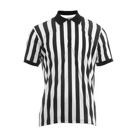 1PC Striped Referee Shirt Men's Basketball Soccer Football V-Neck Referee Shirt Sweat Wicking Short 