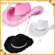 MEIGUII Cowgirl Hat Women Sequin Cosplay Costume Party Performance Sequin Cowgirl Hats