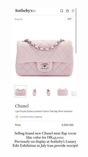 蘇富比展覽品Chanel Mini Classic Flap 20CM 淺粉色
