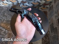 gagang golok singa adang ukir macan 20 cm