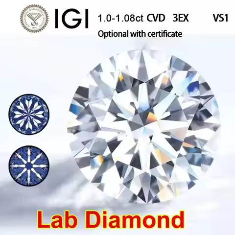D VS CVD Lab Grown Diamond Round Brilliant IGI certificate D VS Loose Diamond 1.0-1.08ct CVD Lab Dia