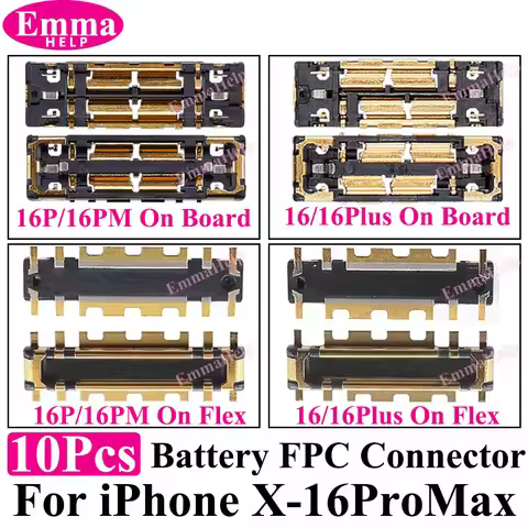 10Pc Battery FPC Connector For iPhone 11 12 13 15 16 Pro Max 14Plus X XS XR 8 Plus Inner FPC on Boar