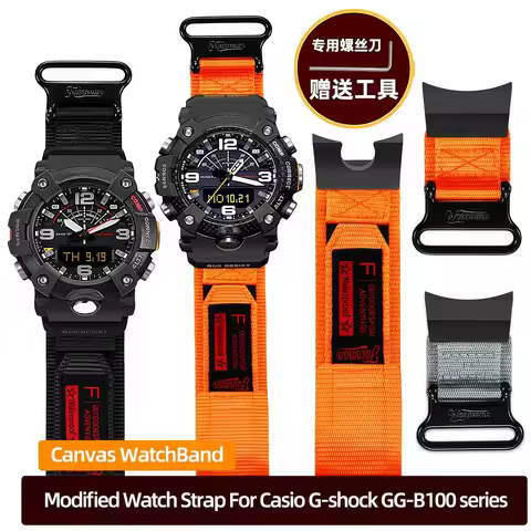 GG-B100 Modified Watch Strap For Casio G-shock GG-B100 series Sports Nylon Canvas WatchBand Men's wa