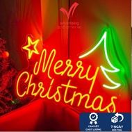 Neon Led lights decorate Christmas 2025 with the word Merry Christmas decorate eateries and restaura