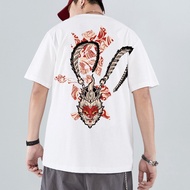 M-8XL Street Wear Printed Short T Japanese Style Loose Sleeve T-Shirt Couple Large Size Half Male Bo