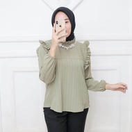 Kemeja wanita kerah rempel atasan blus terbaru