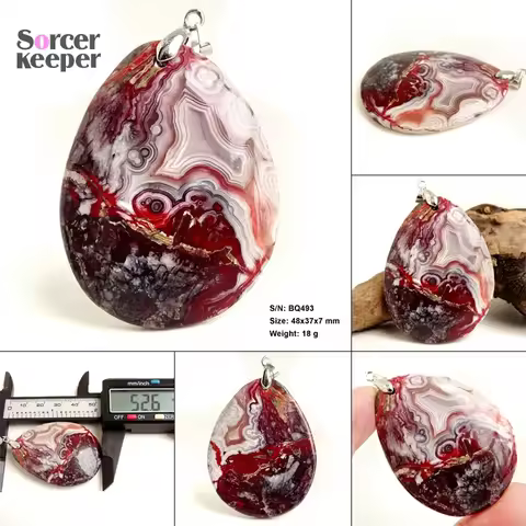 Women & Men Fashion Jewelry Geometric Pendant Necklace With Chain Wholesale Natural Mexico Agate Sto