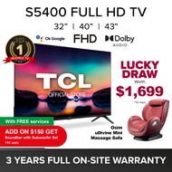 New | TCL S5400 Best Value Full HD Smart TV 32 40 43 Inch | Android TV | Google TV | Smart Flat Screen TV | Micro Dimming| Dolby Audio | HDR | Chromecast