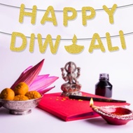 Diwali Deepavali Festvial Decoration Items Happy Deepavali Glitter Pull Flag Diwali Party Decoration