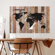 【輕鬆壁貼】世界地圖/莫蘭迪木紋 - 無痕/居家裝飾