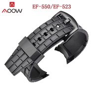Rubber Resin Watchband for Casio Edifice EF-550 / EF523 Stainless Steel Buckle Men Sport Replace Bracelet Band Strap Accessories