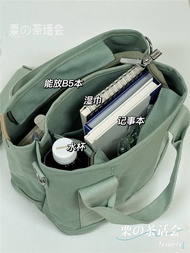 กระเป๋าผ้าแคนวาสสไตล์โมริกระเป๋าแบบหิ้วมีหลายช่องสำหรับผู้หญิง INS กระเป๋าถือใบเล็กสไตล์ญี่ปุ่นสำหรับเดินทางไปเรียนสำหรับนักเรียนกระเป๋าสะพายข้างใส่ไปทำงาน