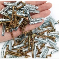 50SET METAL TOX AND SCREW FOR WALL Expansion Tube Pipe Self Tapping Screw SIZE M6 AND M8 Self Tappin