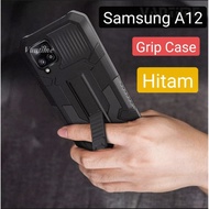 Case Samsung M12 A12 Lather Grip Deer Clear Plating Glass Robot Ring T