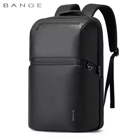 BANGE Leather Backpack Men Business Backpack Laptop 15.6 Inch Computer Bag Large Capacity Bag Male B