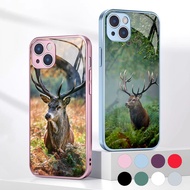 deer Tempered Glass Phone Case For IPhone 15 14 13 12 11 Pro XS Max Plus Mini X XR 8 7 6s SE2/3 Cove