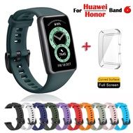 Replacement Strap For Huawei Band 6/Honor Band 6 Silicone Watch Strap ForHuawei Band 6 With TPU Full Screen Protector Case