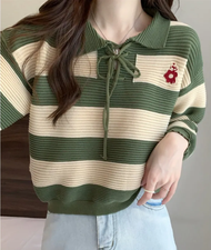 Ready Stock Sweater Women Knitted New fall Korean Womens Sweater Retro Loose Long Sleeve Crop Sweate