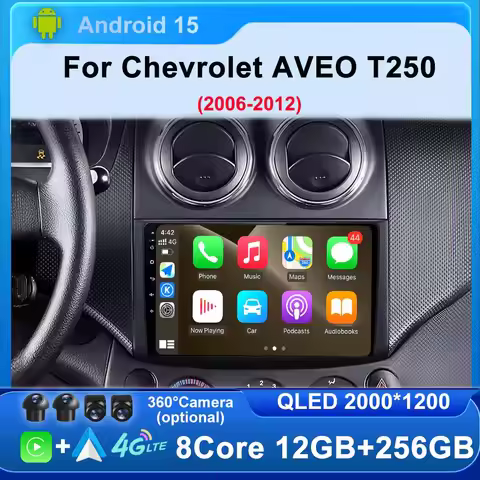 Car Android 15 Radio for Chevrolet Aveo T250 2006 - 2012 Nexia 1 2020 - 2022 Carplay GPS Multimedia 