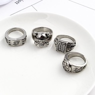 Attack on Titan Anime Men's Ring Fashion Alloy Black Ring Two-dimensional Anime Ring