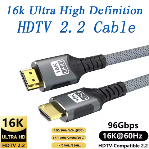 16K HDMI 2.2 Cable High Speed 96Gbps Braided Video Cable 16K@30Hz/60Hz 8K@120Hz 4K@240Hz HDR Compati