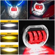 MUXUN Projie Biled Lampu Tembak LED hi low + Pelindung Lensa 8D 4 dengan Mata Setan Asli Super Teran