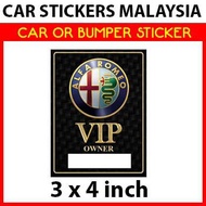 Car Sticker  - Alfa Romeo VIP Owner