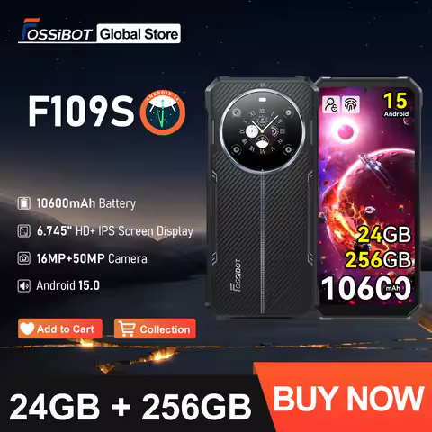 FOSSIBOT F109S Rugged Smartphone 10600mAh 6.745"HD+ Android 15 24(6+18)GB+256GB 50MP NFC/GPS 18W 4G