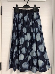 Brand New PAL'LAS PALACE Indigo gauze cotton candy floral print gathered skirt