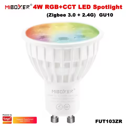 Miboxer FUT103ZR Zigbee 3.0+2.4GRF 110V-220V 4W GU10 RGB+CCT LED Spotlight Light TUYA Smart Dim Bulb
