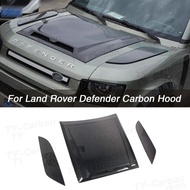 For LAND ROVER Defender 90 110 2020-2023 Real Carbon Fiber Front Engine Hood Vent Cover High Quality