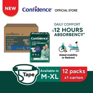 Confidence Classic Night Tape Adult Diaper M8/L7/XL6 (12 Packs)- Incontinence Diaper up to 12 hours 