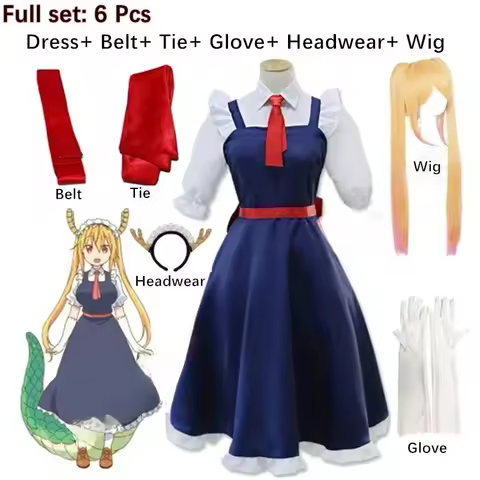 New Anime Miss Kobayashi's Dragon Maid Tohru Cosplay Costume For Women Lacauch Kobayashi Holiday Par