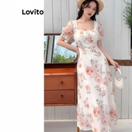 (trendy3)Lovito Boho Dress Tropical Pattern Dress for Women L99ED452