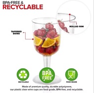 20pcs 1TWG2GLASS Plastic Disposable Recyclable Wine Glass Goblet Reusable Champagne Glass Dessert Cu